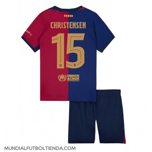 Camiseta Barcelona Andreas Christensen #15 Primera Equipación Replica 2024-25 para niños mangas cortas (+ Pantalones cortos)